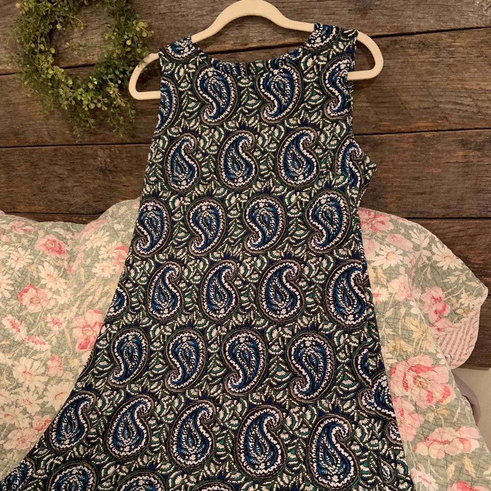 Tommy Hilfiger Summer Dress Misses 10 Paisley Green Black White Blue worn once